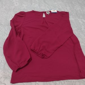 Anne Klein wine red color blouse XL new with tags